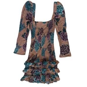 Skylar + Madison Floral Long Sleeve Cinched Mini Dress Size Small